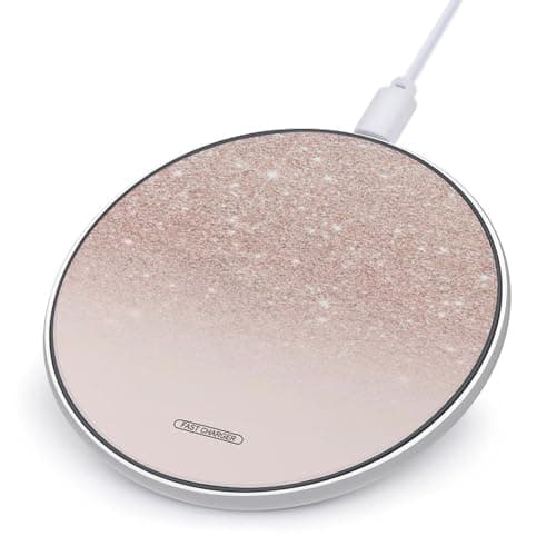 Rose Gold Wallpaper Wireless Charger Portable 10W Fast Wireless Charging Pad Compatible with Phone Ultra-Thin Charging Station Lightweight Charger Mat for Travel Home Office Desk