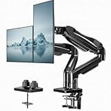 HUANUO FlowLift™ Dual Monitor Stand, Fully Adjustable Gaming Monitor Desk Mount for 13–30″ Computer Screens, Full Motion VESA 75x75/100x100 with C-Clamp & Grommet Base, Each Arm Holds 4.4 to 19.8 lbs