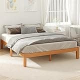 DUMOS Full Size Bed Frame, Solid Wooden 12IN Platform Bed Base with Sturdy Wood Slat Support, Noise-Free Design, No Box Spring Needed, Easy Assembly, Natural Pine