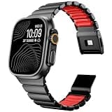KADES Grade 2 Titanium Silicone Link Bands for Apple Watch Ultra 3/2/1 49mm 46mm 45mm 44mm, Magnetic Clasp Sport Metal Bracelet for iWatch Series 11 10 9 8 7 6 5 4 SE for Men Women, Black-Red