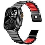 KADES Grade 2 Titanium Silicone Link Bands for Apple Watch Ultra 3/2/1 49mm 46mm 45mm 44mm, Magnetic Clasp Sport Metal Bracelet for iWatch Series 11 10 9 8 7 6 5 4 SE for Men Women, Black-Red