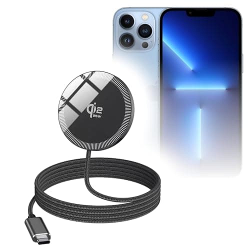 BoxWave Cables & Adapters Compatible with Apple iPhone 13 Pro Max - MagnetoDisc Qi2 Wireless Charger (25W), Circular Magnet Desktop Travel Disc - Jet Black