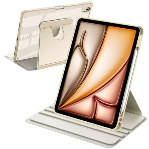 A-BEAUTY Rotating Case Compatible with iPad Air 11-Inch M3/M2 (2025/2024), iPad Air 5th/4th Generation 10.9-Inch (2022/2020), Shockproof Clear Cover, Auto Wake/Sleep, Starlight
