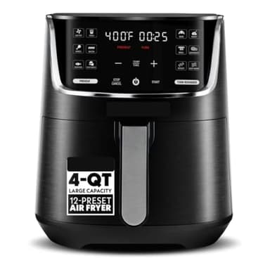 Gourmiiaa 4-Quart Digital Air Fryer with 12 One-Touch Presets, Black