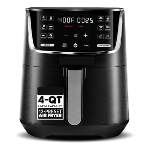 Gourmiiaa 4-Quart Digital Air Fryer with 12 One-Touch Presets, Black