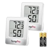 TempPro TP49 2 Pieces Digital Hygrometer Indoor Thermometer Humidity Meter Mini Hygrometer Thermometer with Temperature and Humidity Monitor Room Thermometer (Previously ThermoPro)