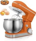 Electric Stand Mixer with Stainless Steel Bowl & Splash Guard for Kneading, Whipping, Cookie Dough, and Bread Making - Ideal Home Baking Appliance