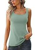 V FOR CITY Women Padded Bra Tank Top Adjustable Wide Strap Camisole Cotton Base Layer S Light Green