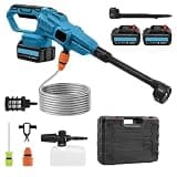 Handheld Cordless Pressure Washer, 120Bar High Pressure Portable Power Washer Kit with 2 Batteries/Nozzle/5M Hose/3 Speeds, for Car Washing Floor Garden Watering