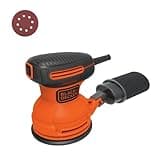 BLACK+DECKER Orbital Sander, 5 Inch, 2.0 Amp, 12000 OPM, Corded, 1 Sandpaper Sheet and Dust Bag Included (BDERO100)