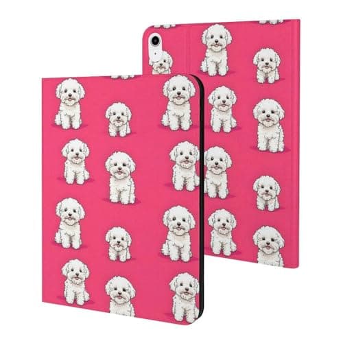 Compatible with iPad A16 Case 11 Inch 2025, Compatible with iPad 10th Generation Case 10.9 Inch 2022, Cute Puppy White Print Slim Tablet Cover, Auto Wake/Sleep, with Stand