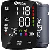 ByFloProducts Blood Pressure Monitor for Home Use, Automatic Upper Arm BP Machine, Accurate Heart Rate Monitor, Cuff 22-42cm, Dual User 2x120 Memory, 3-Color Backlit Display