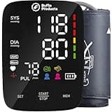 ByFloProducts Blood Pressure Monitor for Home Use, Automatic Upper Arm BP Machine, Accurate Heart Rate Monitor, Cuff 22-42cm, Dual User 2x120 Memory, 3-Color Backlit Display