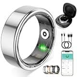 Smart Ring for Women Men, Fitness Tracker Ring with Free App No Subscription Fee, 7 Days Battery Life, Sleep Monitor, Heart Rate & Step Tracker, IP68 Waterproof, Android/iOS Compatible(Silver,10)