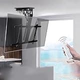 UIYTJRT Electric TV Ceiling Mount - Hidden Drop Down TV Lift, Fits 32-70 Inch Motorized TV Stand, Telescopic Electric Motorized Ceiling TV Mount with Auto Lifting, 0-85° Flip Down,