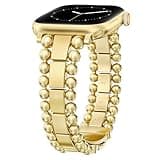 TOYOUTHS Beaded Bracelet Compatible with Apple Watch Bands 38/40/41/42mm Women, Dressy Fancy Stainless Steel Metal Elegant Jewelry Strap for iWatch Series 11 10 9 8 7 6 5 4 SE 3 2 1, Gold
