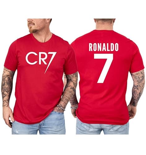 Ronaldo #7 T-Shirt for Men & Women | Front and Back Jersey Style | Goat Soccer Fan Gift Red