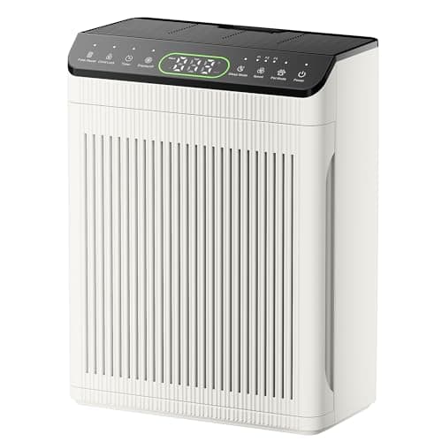 EVALIT Air Purifiers for Home Large Room, Air Purifier up to 2200sq.ft, PM2.5 Air Quality Display, Sleep Mode with Fragrance for Smoke Dust Odors, ET066, Beige, 1Pack+3Modes