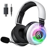 Buwnia Ultra-Light 4-in-1 Wireless Gaming Headset for PS5 PS4 Xbox, 7.1 Surround Sound, Noise Cancelling Mic, RGB Lights, 40H+ Battery, Lossless Audio, Comfy Over Ear Headphones for PC, Switch, Mac