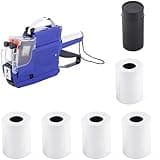 MX-6600 Label Tag Machine Kit, 2 Line 20 Bit Label Sticker Machine, 5 Label Rolls and 1 Ink Roller, Blue Labeler for Retail Use, Smooth Printing and User Friendly Design