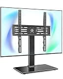 FITUEYES Universal TV Mount Stand Table Top TV Stand for 27-55 inch TVS Height Adjustable TV Stand Mount, Glass Base, Black