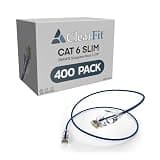 ClearFit Slim 400 Pack - 5 Foot Cat6 28AWG Ethernet Cable, Clear Boot, Cat 6 Internet, Data Center Rated, Blue, 5 Foot, by UNC Group