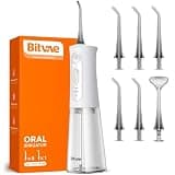 Bitvae Water Dental Flosser for Teeth, Rechargeable Water Teeth Cleaner Picks, 3 Modes 5 Intensities, IPX7 Waterproof, Oral Irrigator USB Cordless Water Dental Picks for Cleaning - Frost White
