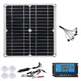 20W Portable Monocrystalline Solar Panel Kit with Charge Controller & Multi-Cable, 12V Battery Trickle Charger Maintainer for RV, Car, Marine and Off-Grid Camping (30A)