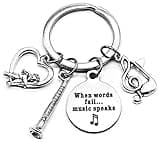 Kit's Kiss Clarinet Keychain Musician Music Teacher Student Gift Woodwind Instrument Music Note Musical Instrument Angel Charm Clarinet Key Ring