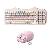 YUNZII C98 Wireless Mechanical Keyboard(Beige, Milk V2 Linear Switch), YUNZll C1 Silicone Wireless Mouse(Pink)