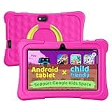 aiprotablet Kids Tablet, 7 inch Android Tablet for Kids, 6GB+32GB 1TB Expand, Quad-Core Toddler Tablets with Case, BT, WiFi, Parental Control, Games, Dual (Rose)