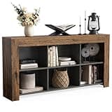 LITTLE TREE Console Table with Storage, 63-Inch Narrow Long Sofa Table, Entryway Table with 6 Cubes, Farmhouse Storage Shelves for Entryway, Living Room