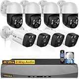 (2026 New) 4K PoE PTZ Security Camera System, 8CH NVR with 3TB HDD, 4 Bullet & 4 PTZ Cameras, Auto Tracking, 130° Wide Angle, 2-Way Audio, PIR AI Human Detection, No Monthly Fee