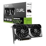 ASUS Dual NVIDIA GeForce RTX 5060 Ti 8GB GDDR7 OC Edition Graphics Card (PCIe 5.0, DLSS 4, HDMI 2.1b, DisplayPort 2.1b, 2.5-Slot, Axial-tech Fan, 0dB Technology), 3 Year Warranty