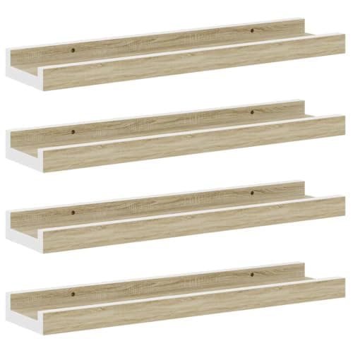 VIHHQGC Set of 4 Floating Shelves Wall Mounted White MDF, 15.7x3.5x1.2 Inches, Wall Shelf Set for Living Room Bedroom Display