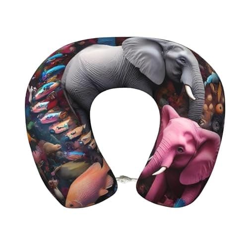 Qewfoju Neck Pillows for Sleeping Memory Foam Travel Pillows U Shaped Travel Neck Pillow Soft Headrest Pillow Suitable for Planes Car Office - Whimsical Animal Spiral