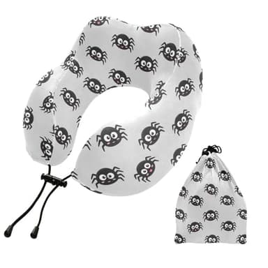 SPRIPORT Cute Spider Animal Pattern Travel Neck Pillow for Sleeping Airplane Memory Foam Neck Support Pillow with Storage Bag Sleeper Hold Pillow for Home Office Long Flight Car Train Bus Adults Kids