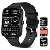 Fitness Trackers Watch with 24/7 Heart Rate Monitor, Activity Tracker with Pedometer, Calorie & Step Counter, Sleep Monitor - IP68 Waterproof Smart Watches for Women Men, Android & iPhone (Deep Black)