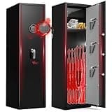 ANXINWEI 8-10 Gun safes, Fingerprint Rifle Safe with Quick Access, Gun Safe for Rifles with Silent & Alarm Mode, 57.09"Gun Cabinet for Rifles and Shotguns with LED Light, No Assembly Required