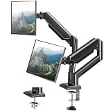 Dual Monitor Arm Desk Mount Fits 13 to 32 inch Computer Screens, Holds 4.4 to 22lbs Display VESA Mount, Adjustable Double Monitor Stand with Clamp/Grommet Base, 75/100mm Bracket, Black, Freelift