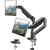 Dual Monitor Arm Desk Mount Fits 13 to 32 inch Computer Screens, Holds 4.4 to 22lbs Display VESA Mount, Adjustable Double Monitor Stand with Clamp/Grommet Base, 75/100mm Bracket, Black, Freelift