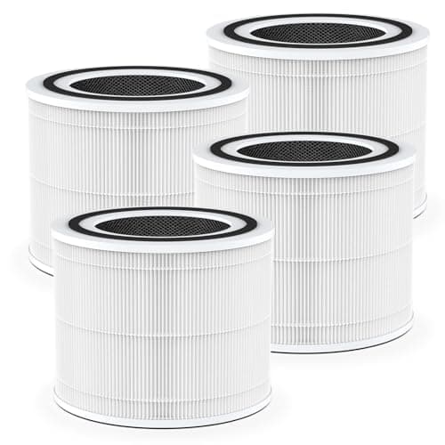 4-pack 240 Replacement Filter Compatible with Puro 240 Air Purifier, 3-in-1 True HEPA Filter with Activated Carbon, Filters 99.9% of Pollen, Dust, Pet Dander, Smoke, Odors