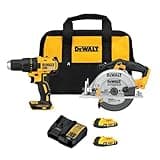 DEWALT 20V MAX Cordless Drill Driver and Circular Saw Combo Kit with 2 x 2 Ah Batteries and Charger, Contractor Bag (DCK252D2)