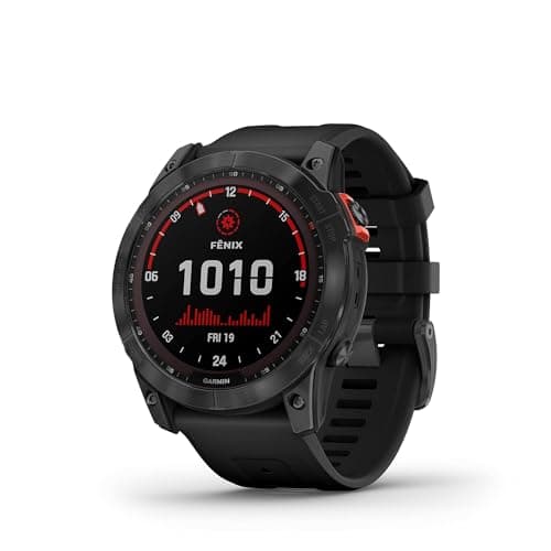 Garmin Fenix 7X Solar-Powered Waterproof 1.4-Inch Display Multisport GPS Watch with Built-in LED Flashlight and Bluetooth (Slate Gray with Black Band)