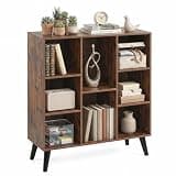 Giantex 8-Cube Bookshelf, 3-Tier Bookcase with Metal Legs (Rustic Brown)