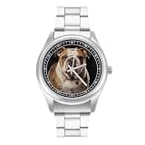 FodPand Mens Stainless Steel 3-Hand Analog Watch Easy Reader 40mm Dial