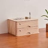 NUHSLF Wooden Desktop Storage Box with Lockable Drawers Compact File Cabinet for Home Office Organization Small Desktop Drawer Organizer for Papers and Supplies (B-2 Drawer)