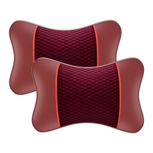 2 Pack Memory Foam Car Neck Pillow for Hyundai Rohens BH330 2008-2013 - Soft Headrest Cushion with Adjustable Strap Detachable PU Leather Cover,Claret