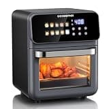 Cozeemax Air Fryer Oven, 10.6 QT Countertop Air Fryer with LED Touchscreen, 10 Preset Menus, Viewing Window, Adjustable 180-400°F Temp & 1-60 Min Timer, Black Stainless Steel