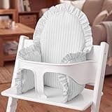 Novabright Grey Ruffle Baby Highchair Cushion for Resuable High Chair Cover for Babies Toddlers Inflatable Built-in Inflatable Cushions Waterproof Cover Pad for Restaurant (Striped)